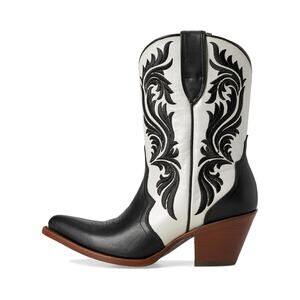 Ariat Antonia Embroidered Pull On Western Womens Boot Black White US 8 NWT